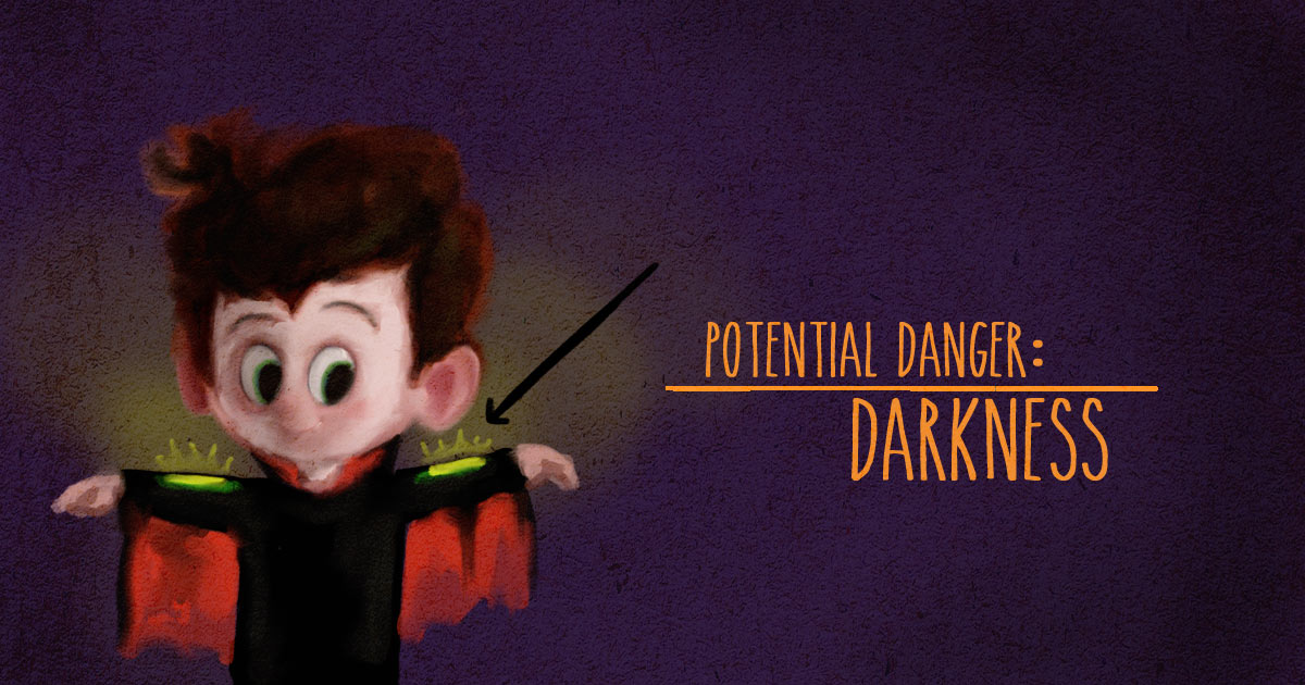 LCArticle_7TipsHalloweenCostumes_01 Darkness and visibility is a potential danger for child while trick-or-treating.